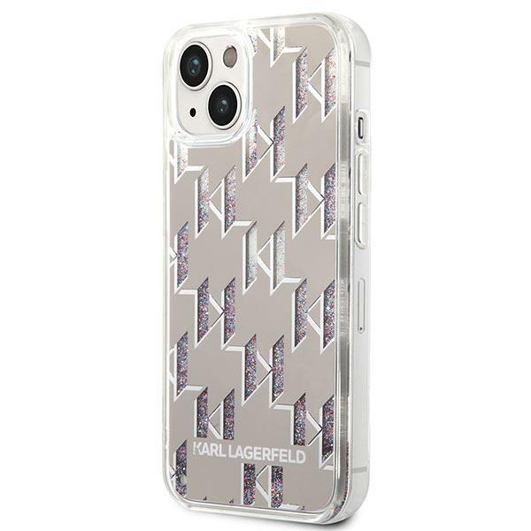 Apple iPhone 14 Plus 6.7" Karl Lagerfeld Liquid Glitter Monogram Case Cover (KLHCP14MLMNMK), Silver (0)