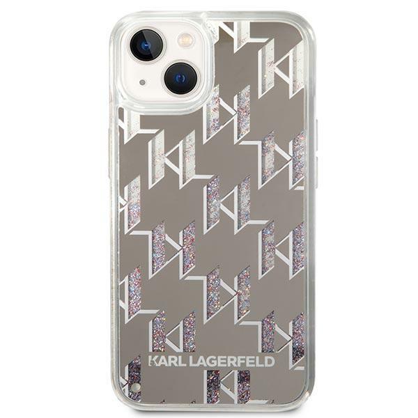 Apple iPhone 14 Plus 6.7" Karl Lagerfeld Liquid Glitter Monogram Case Cover (KLHCP14MLMNMK), Silver (1)
