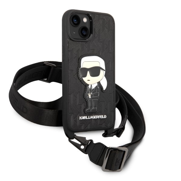 Apple iPhone 14 Plus 6.7" Karl Lagerfeld Monogram Ikonik Patch Case Cover (KLHCP14MSTKMK), Black (1)