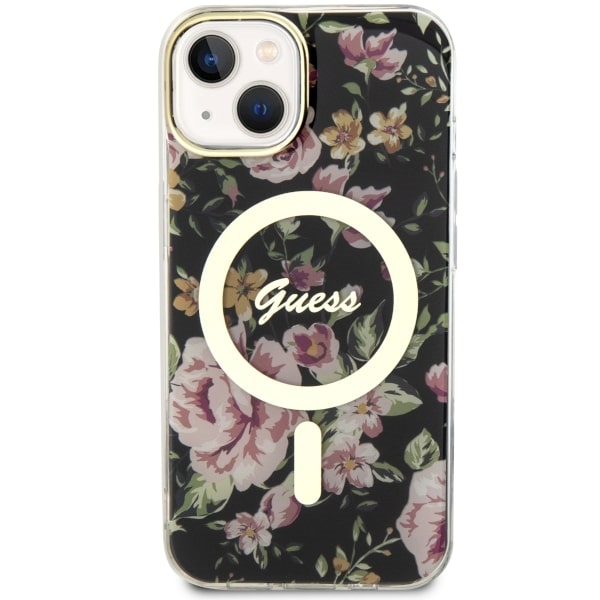 Apple iPhone 14 Plus 6.7'' Guess Flower MagSafe Case Cover (GUHMP14MHCFWSK), Black (1)