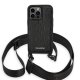 Karl Lagerfeld iPhone 14 Pro Case with Strap Monogram Plaque Logo Black