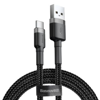 Baseus Cafule USB to USB Type C Data Charging Cable 3A 1m, Gray+Black