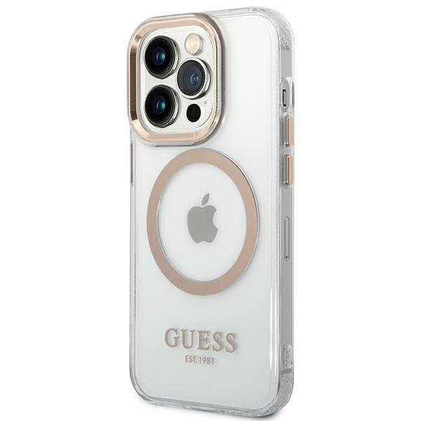 Guess Metal Outline MagSafe Case for iPhone 14 Pro - Transparent / Gold (0)