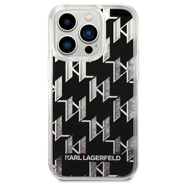 Apple iPhone 14 Pro 6.1" Karl Lagerfeld Liquid Glitter Monogram Case Cover (KLHCP14LLMNMK), Black (1)