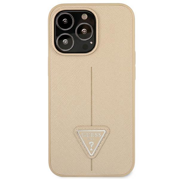 Apple iPhone 14 Pro 6.1'' Guess Saffiano Triangle Logo Cardslot Case Cover, Beige (1)