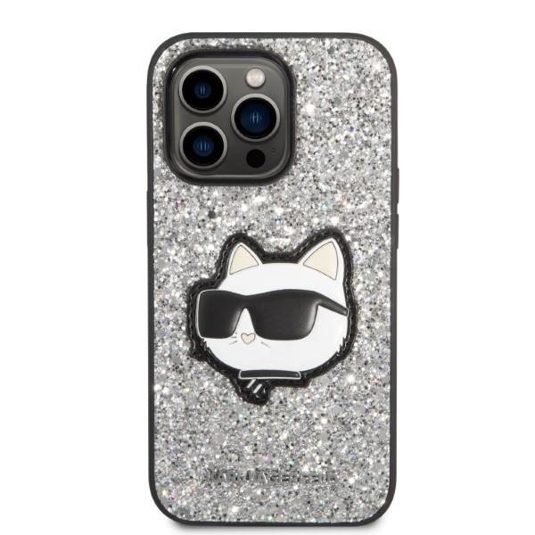 Apple iPhone 14 Pro 6.1" Karl Lagerfeld Glitter Choupette Patch Case Cover (KLHCP14LG2CPS), Silver (1)