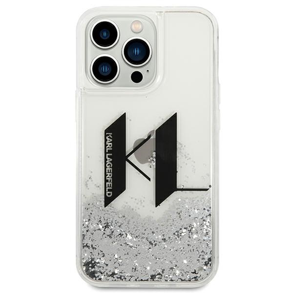 Apple iPhone 14 Pro 6.1" Karl Lagerfeld Liquid Glitter Big KL Case Cover (KLHCP14LLBKLCS), Silver (1)