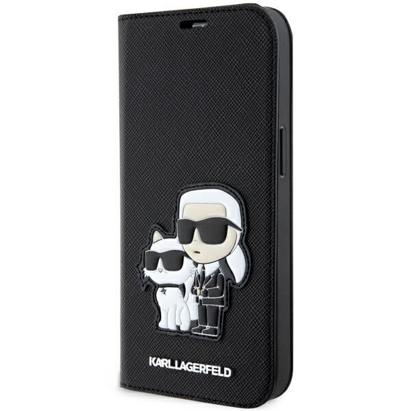 Karl Lagerfeld iPhone 14 Pro Wallet Case Saffiano Karl & Choupette, Black