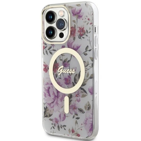 Apple iPhone 14 Pro 6.1'' Guess Flower MagSafe Case Cover (GUHMP14LHCFWST), Transparent (0)