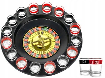 Alcohol Drinking Roulette Game Set, 16 Shot Glasses