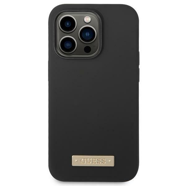 Apple iPhone 14 Pro Max 6.7'' Guess Silicone Logo Plate MagSafe Case Cover (GUHMP14XSBPLK), Black (1)