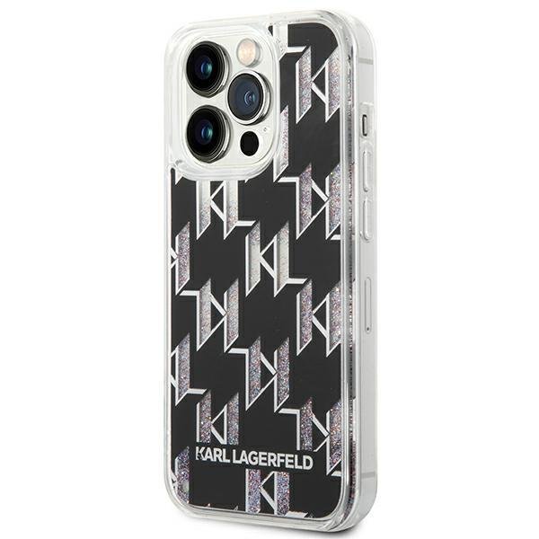 Karl Lagerfeld Liquid Glitter Monogram Case for iPhone 14 Pro Max, Black (0)