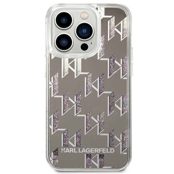 Apple iPhone 14 Pro Max 6.7" Karl Lagerfeld Liquid Glitter Monogram Case Cover (KLHCP14XLMNMS), Silver (1)