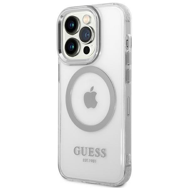 Apple iPhone 14 Pro Max 6.7'' Guess Metal Outline Magsafe Case Cover (GUHMP14XHTRMS), Silver (0)