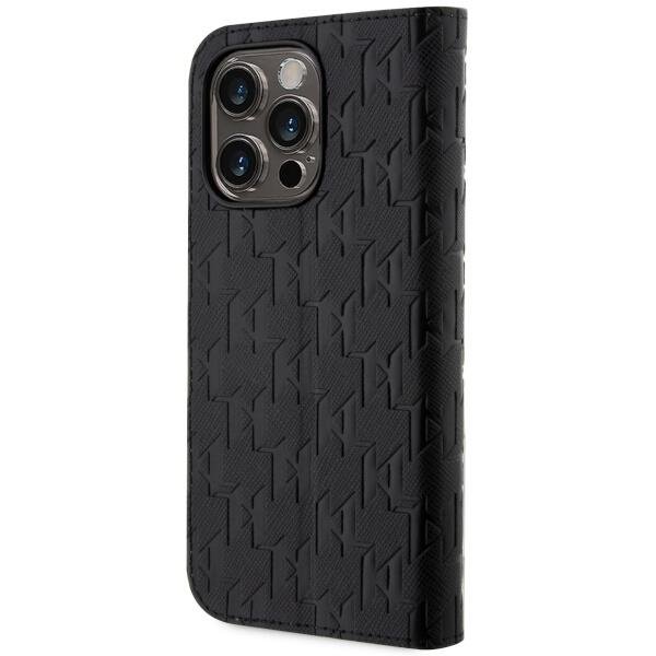 Apple iPhone 14 Pro Max 6.7" Karl Lagerfeld Saffiano Monogram Bookcase Cover (KLBKP14XSAKLHPK), Black (0)