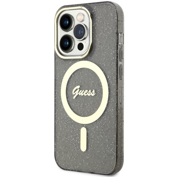 Apple iPhone 14 Pro Max 6.7'' Guess Glitter Gold MagSafe Case Cover (GUHMP14XHCMCGK), Black (0)
