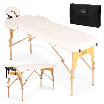 ModernHome 2-Section Wooden Portable Massage Table with Carrying Case