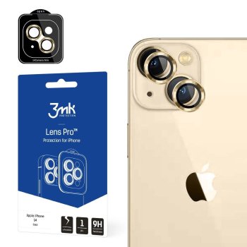 Apple iPhone 14 6.1'' 3MK Pro Lens Full Camera Tempered Glass, Gold