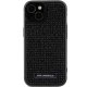 Apple iPhone 15 6.1\" Karl Lagerfeld Rhinestone Logo Metal Plate Case Cover, Black