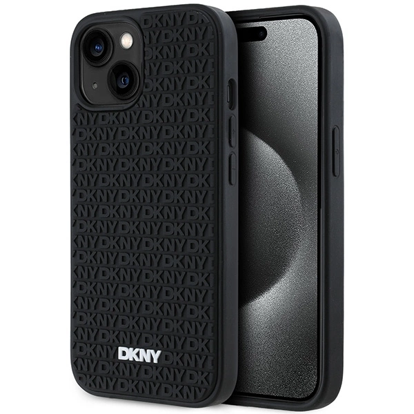 Apple iPhone 15 6.1'' DKNY 3D Rubber Repeat Pattern Case Cover, Black