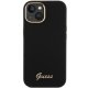 Guess Silicone Script Metal Logo & Frame case for iPhone 15 - black