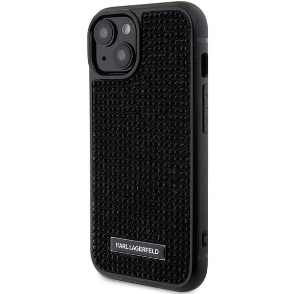 Apple iPhone 15 6.1" Karl Lagerfeld Rhinestone Logo Metal Plate Case Cover, Black (0)