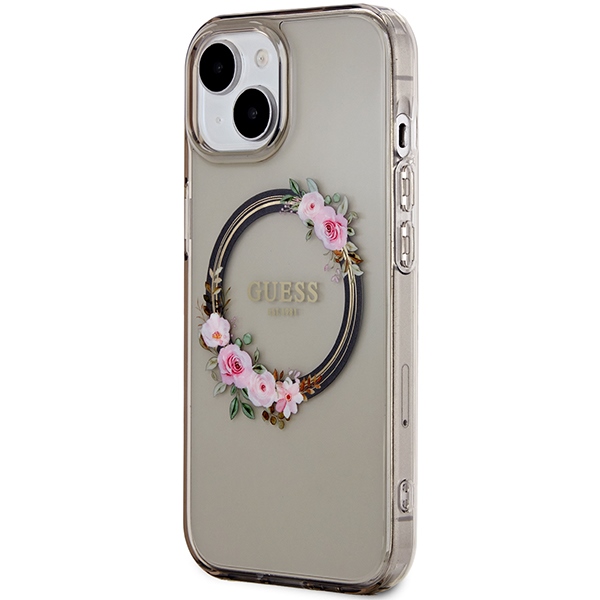 Guess IML Flowers Wreath MagSafe case for iPhone 15 / 14 / 13 - black (0)