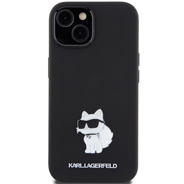 Karl Lagerfeld Silicone Choupette Metal Pin case for iPhone 15 Plus / 14 Plus - black (1)