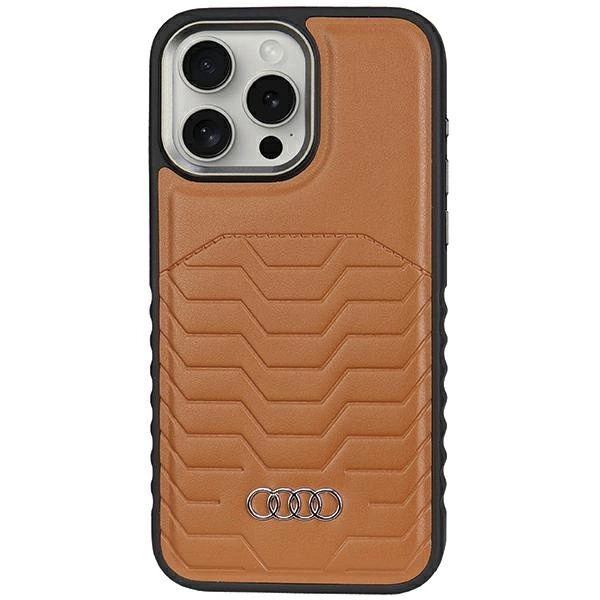 Apple iPhone 15 Pro 6.1'' Audi Synthetic Leather MagSafe Case Cover, Brown
