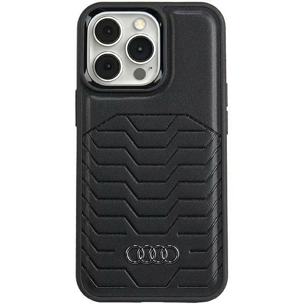 Apple iPhone 15 Pro 6.1'' Audi Synthetic Leather MagSafe Case Cover, Black