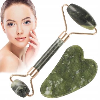 Jade Face Roller with Gua Sha Massage Plate, Different Colors