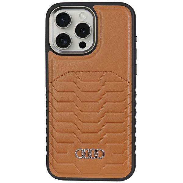 Apple iPhone 15 Pro 6.1'' Audi Synthetic Leather MagSafe Case Cover, Brown