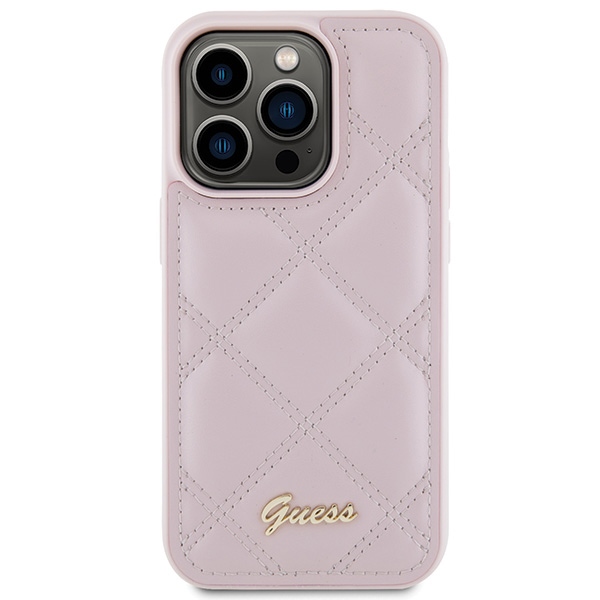 Guess Quilted Metal Logo case for iPhone 15 Pro - pink (1)
