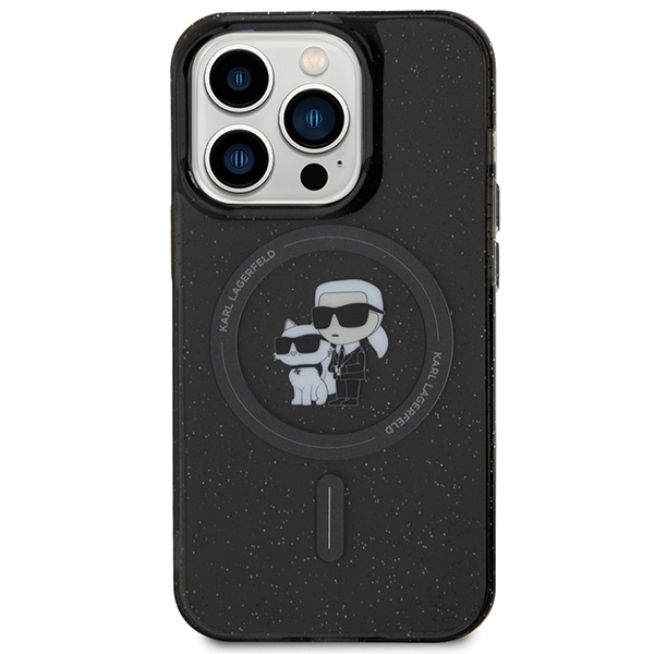 Apple iPhone 15 Pro 6.1'' Karl Lagerfeld Karl&Choupette Glitter MagSafe Cover Case, Black (1)
