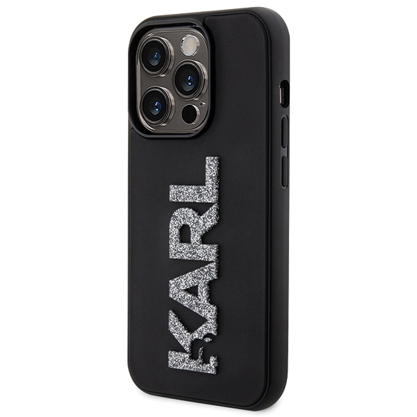 Apple iPhone 15 Pro 6.1'' Karl Lagerfeld 3D Rubber Glitter Logo Cover Case, Black (0)