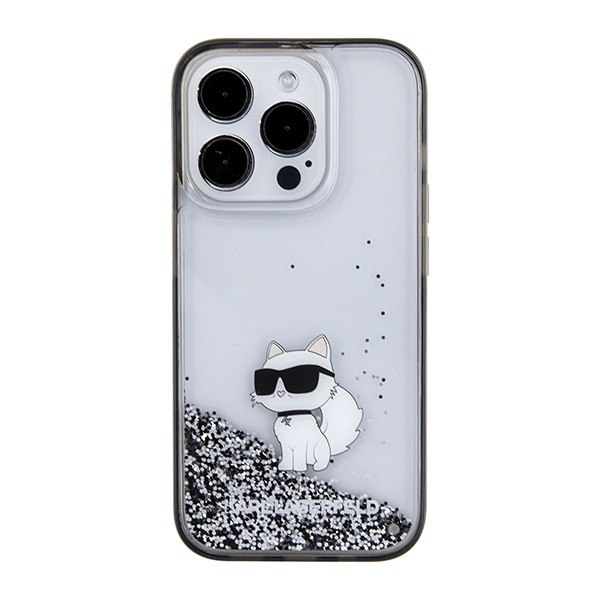 Apple iPhone 15 Pro Max 6.7" Karl Lagerfeld Liquid Glitter Choupette Case Cover, Transparent (1)