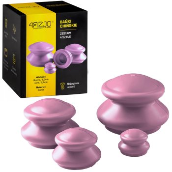 4FIZJO Acupuncture Vacuum Massage Cupping Bubbles Jars Cups, 4 pcs., Pink