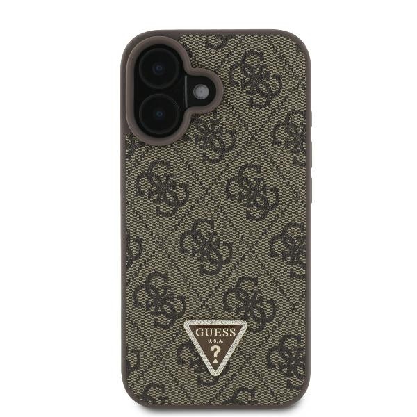 Guess Leather 4G Triangle Strass MagSafe case for iPhone 16 - brown (1)