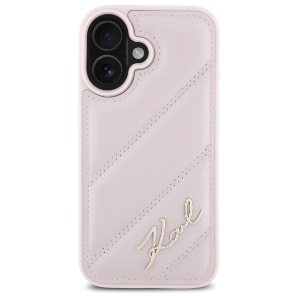 Apple iPhone 16 6.1" Karl Lagerfeld Quilted Signature Case Cover, Pink (1)