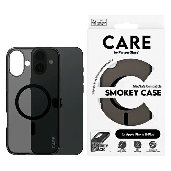 Apple iPhone 16 Plus 6.7'' CARE by PanzerGlass Flagship MagSafe Case Cover, Smokey