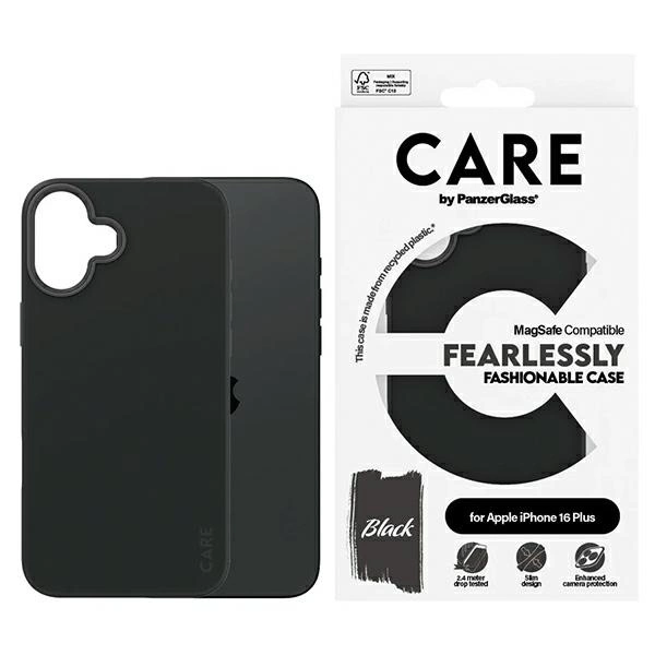 Apple iPhone 16 Plus 6.7'' CARE by PanzerGlass Fashion MagSafe Case Cover, Black