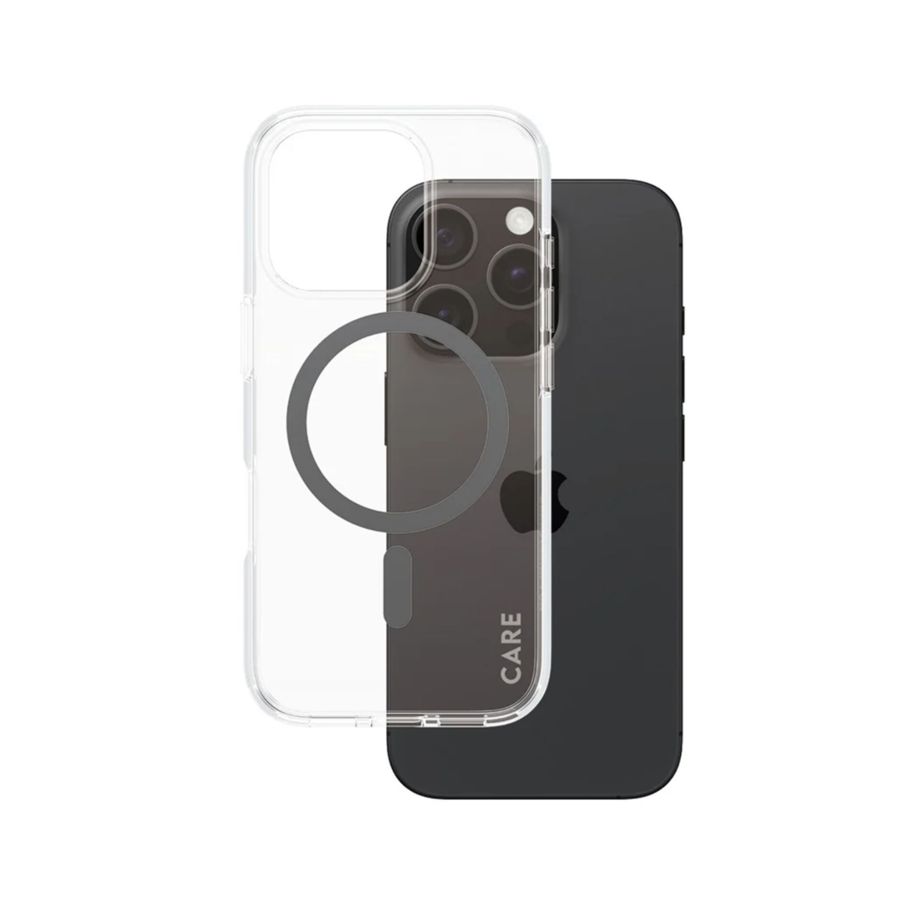 CARE by PanzerGlass Flagship Case for iPhone 16 Pro, Transparent Black MagSafe