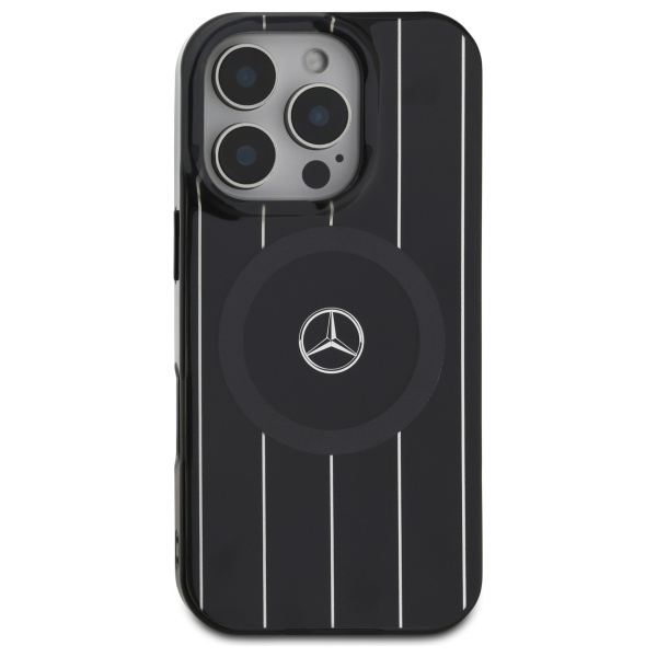 Apple iPhone 16 Pro 6.3" Mercedes MB Double Layer Crossed Lines MagSafe Case Cover, Black (1)