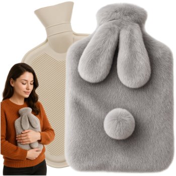 Ruhhy Rubber Hot Water Bottle with Plush Bunny Cover 1.8L 26383