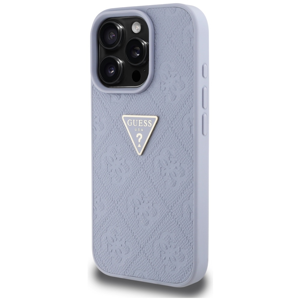 Guess Hot Stamp 4G Pattern Triangle Metal Logo iPhone 16 Pro Max Case - Purple (0)