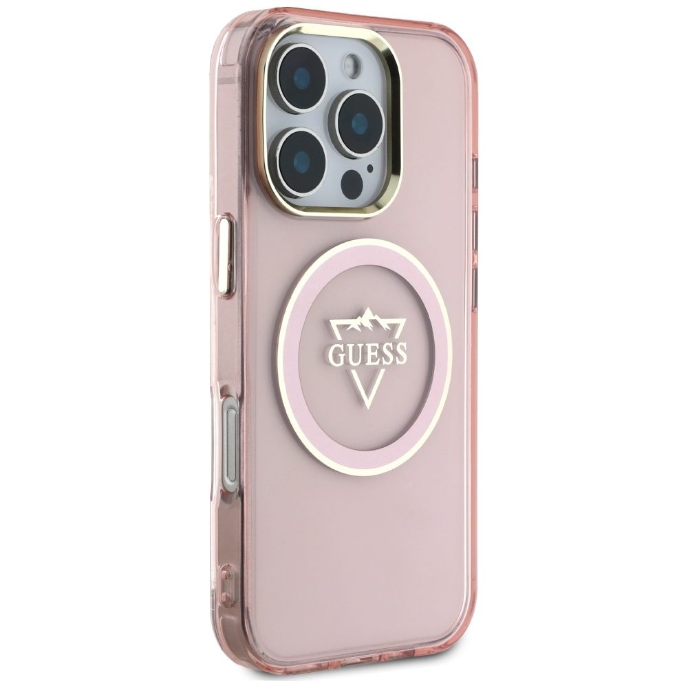 Guess IML Metal Mountain Logo MagSafe iPhone 16 Pro Max Case - Pink (2)