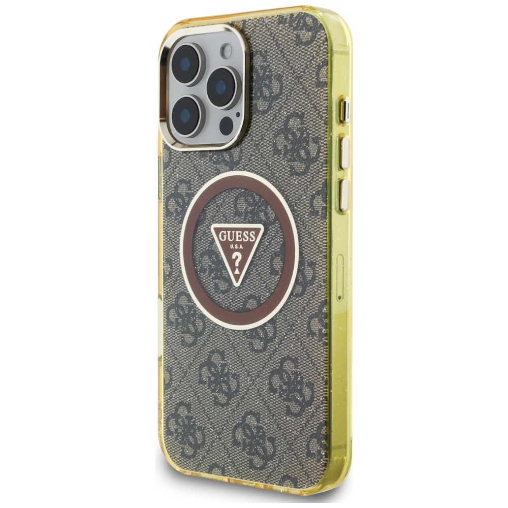 Guess IML Metal Glitter 4G Circle Triangle MagSafe Phone Case Cover iPhone 16 Pro Max - Brown (0)