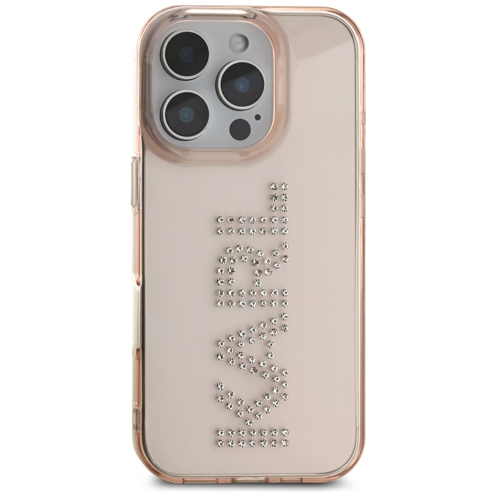 Karl Lagerfeld IML Rhinestones Logo iPhone 16 Pro Max Case - Pink (1)