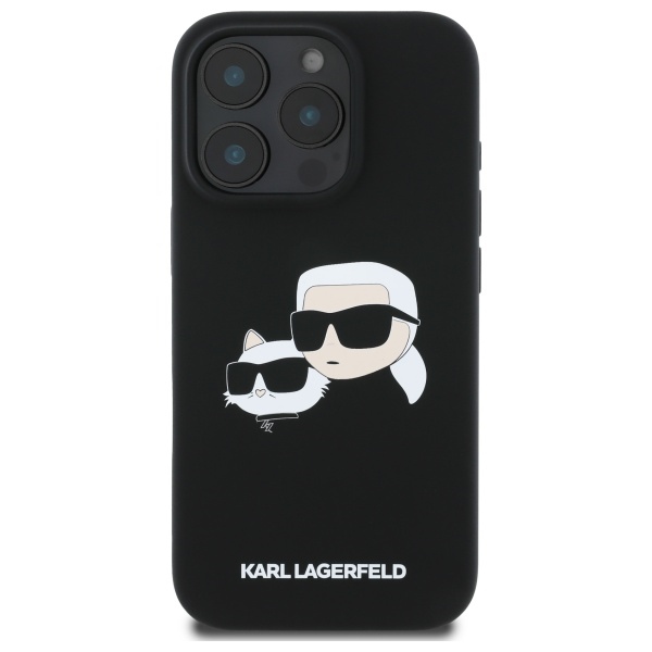 Karl Lagerfeld Silicone Case Heads Print MagSafe iPhone 16 Pro Max - Black (1)
