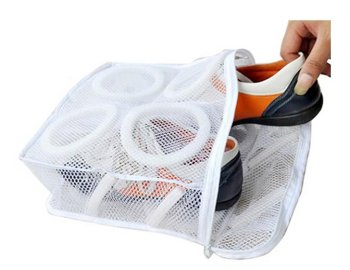 Mesh Shoe Washing Bag for Washing Machine, 28 × 27 cm, White